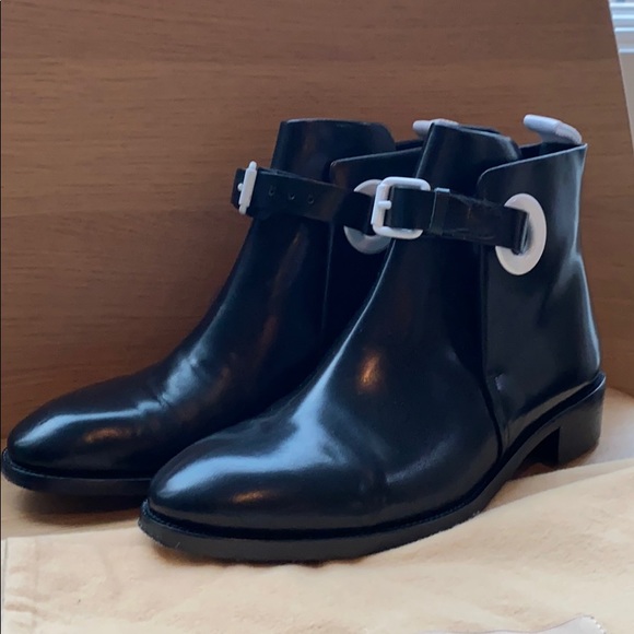 Acne Booties with White buckle accents. - Picture 2 of 8